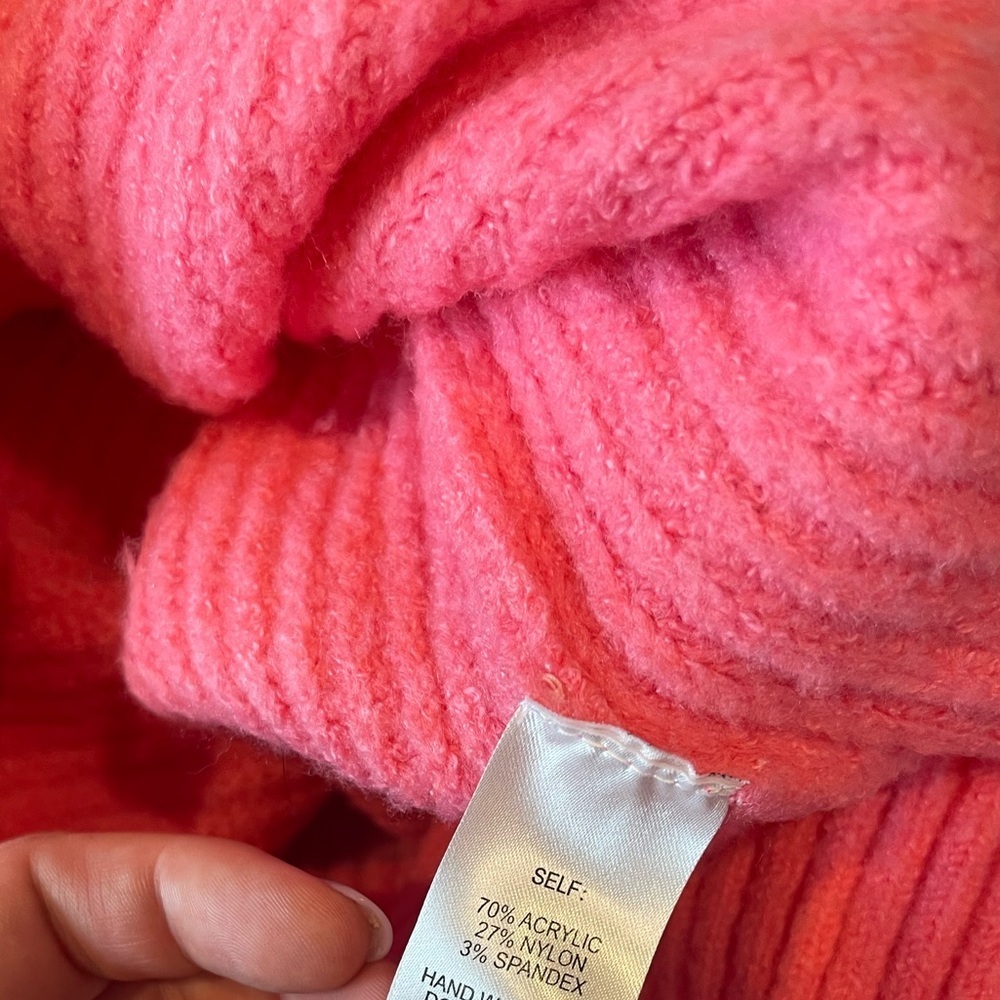 Vici Oversized Chunky Soft Hot Pink Turtleneck Knit Sweater - Picture 8 of 8